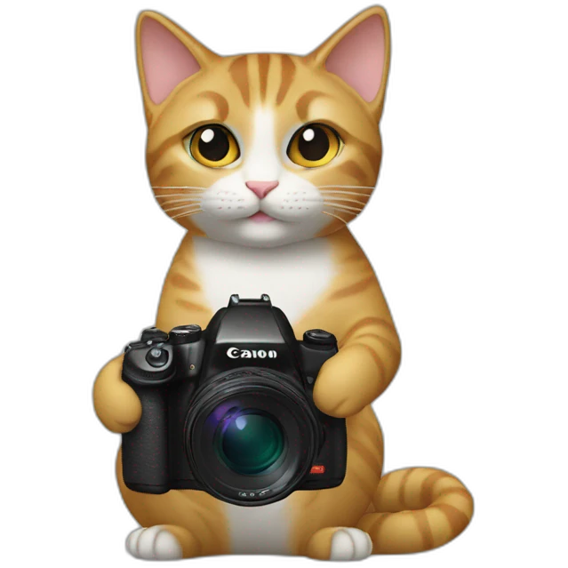 alice chester cat with Canon r5  camera emoji