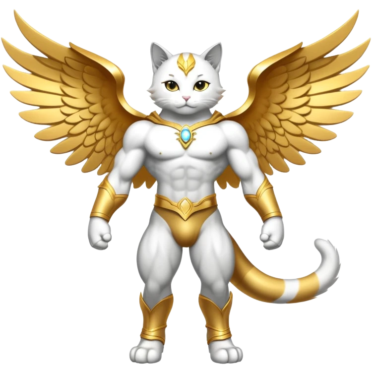 Golden Divine god angel Omni Black and white Super muscular Buff sigma Gigachad cat full body tuxedo colored  emoji