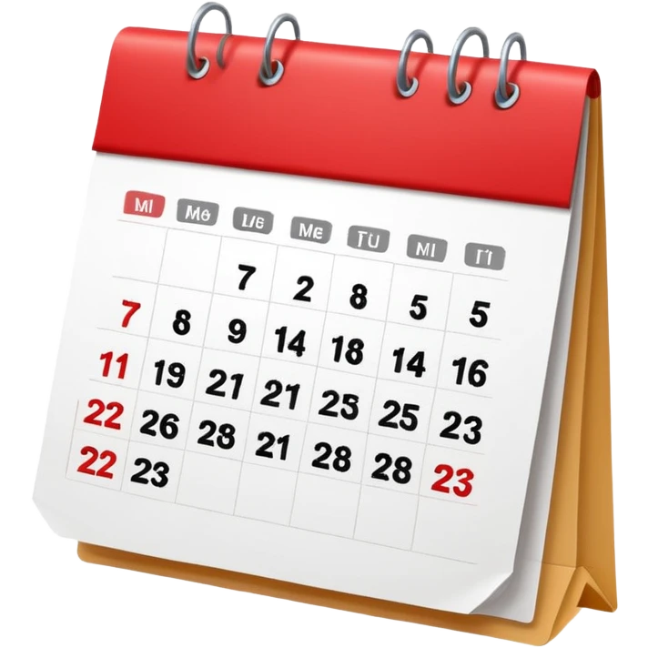 calendar with a red top emoji