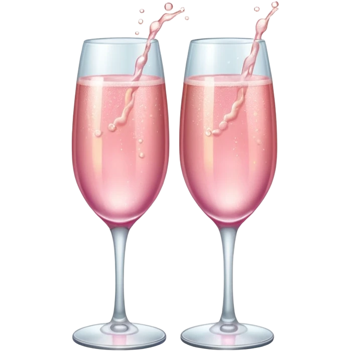 Two stemmed glasses filled with pink champagne clinked together emoji