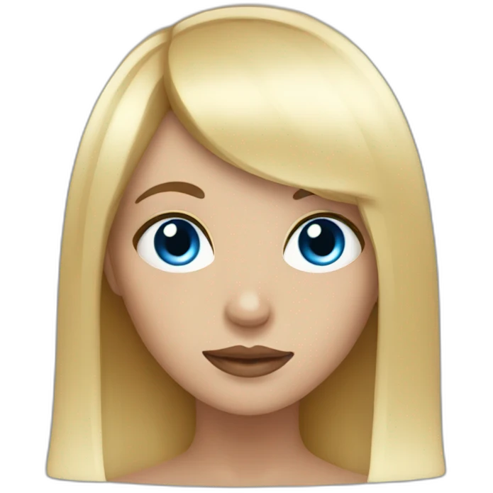 girl with black hair, thick bangs, blue eyes emoji