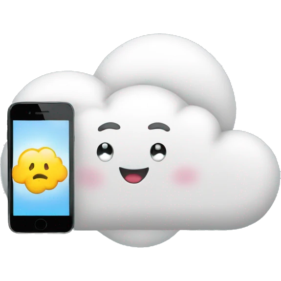 happy cloud with a cellphone and this words AdmiCloud emoji