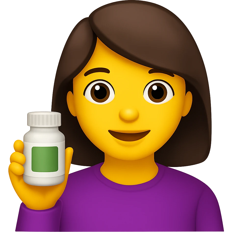 DONNA STILE EMOJI IPHONE CON BOCCETTA DI INTEGRATORE IN MANO, 4K emoji