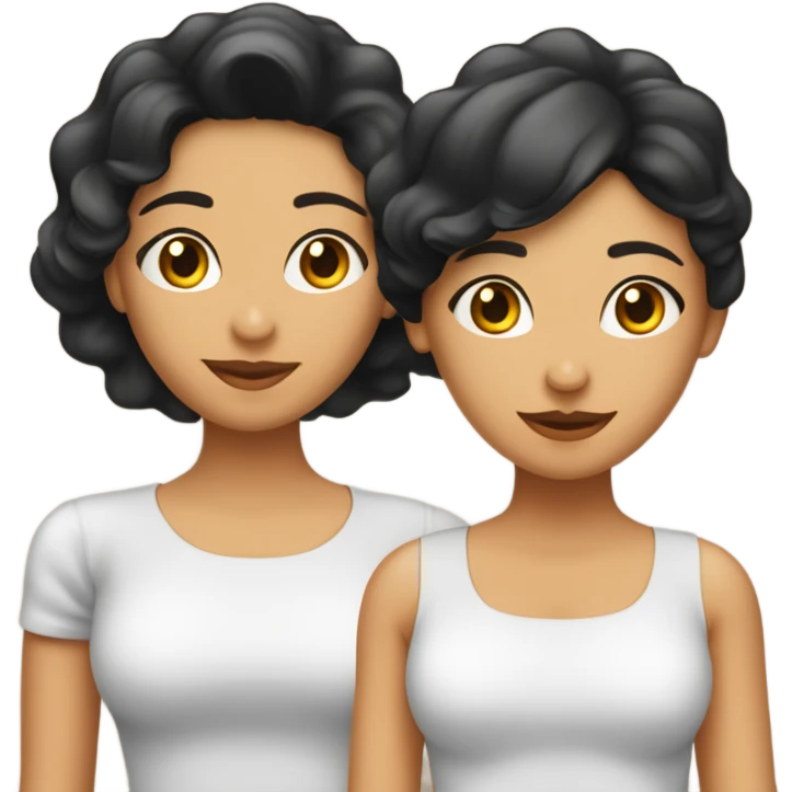Mujer morena, cabello lacio hasta los hombros, Conjunto  emoji