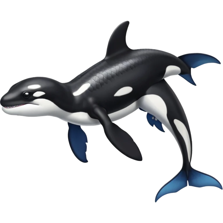 Black and white Orca-reptile-reptilian-lizard-skink-gecko-Digimon-Fakémon-hybrid full body, two legs, two arms, claws, tail emoji