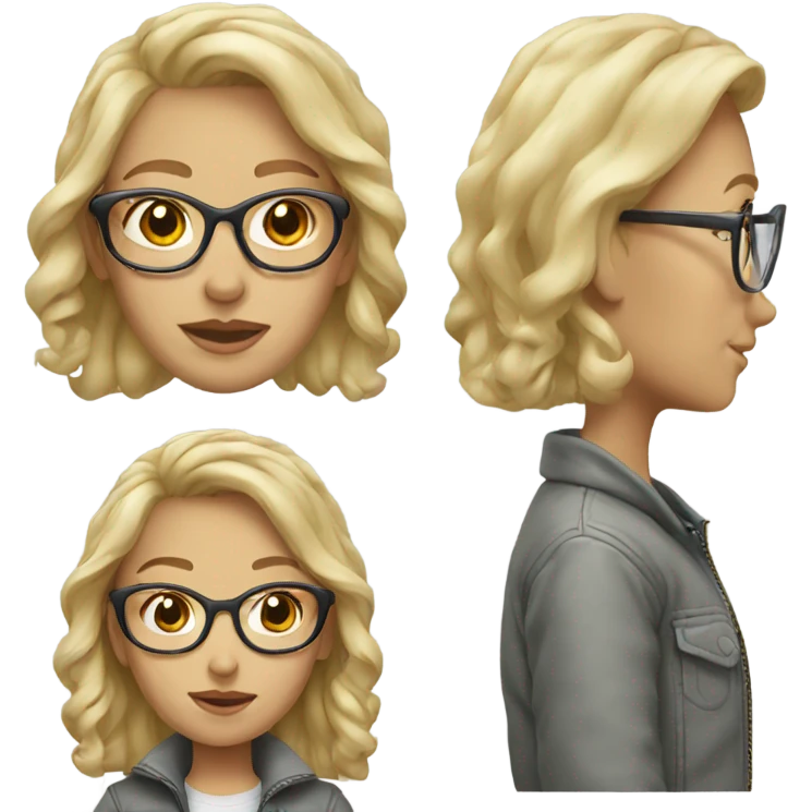 Blonde girl with glasses, and grey bomber jacket emoji