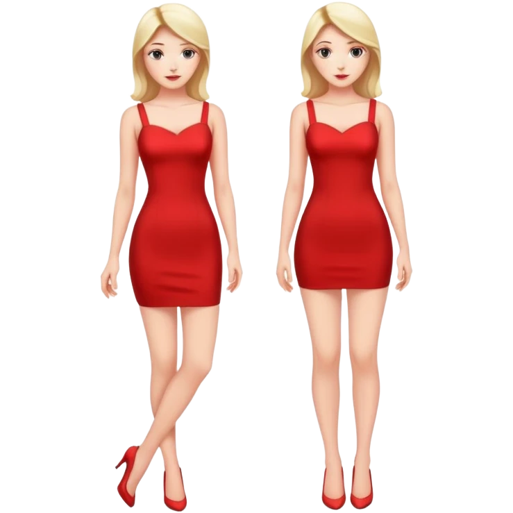 Full body attractive woman tight red dress emoji