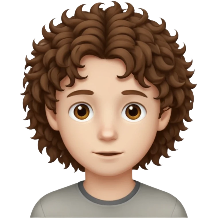 boy,  brown hair, curly hair, brown eyes, pale skin, , hair emoji