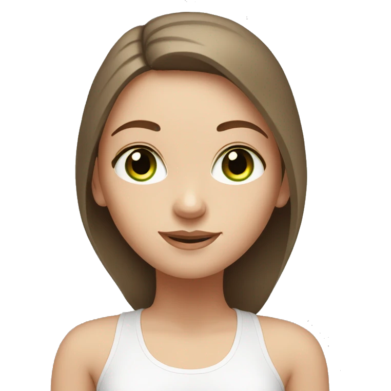 White girl with brown hair green eyes in yoga poses emoji