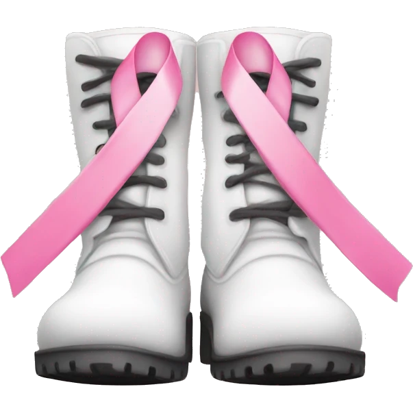 White boots pink ribbon  emoji