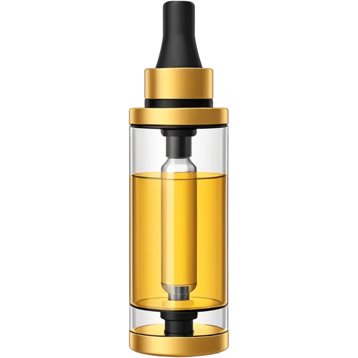 modern vape with transparent tank showing golden yellow juice emoji