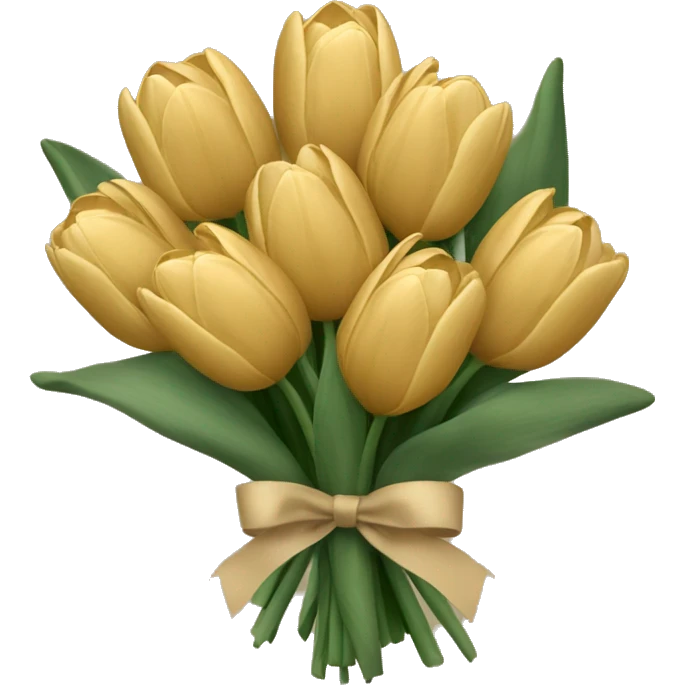bouquet of golden beige tulips with a Khaki green bow emoji