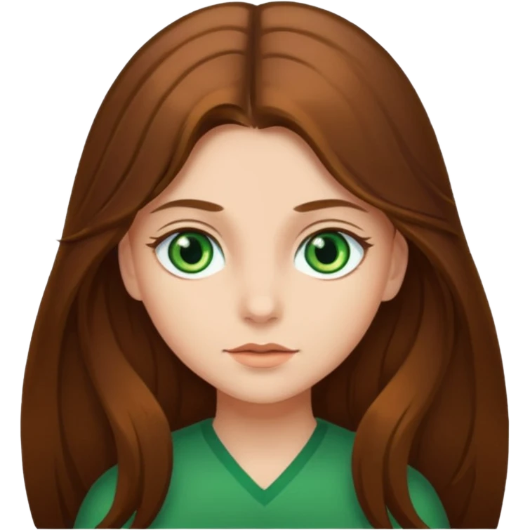 Girl with long brown hair and green eyes  emoji