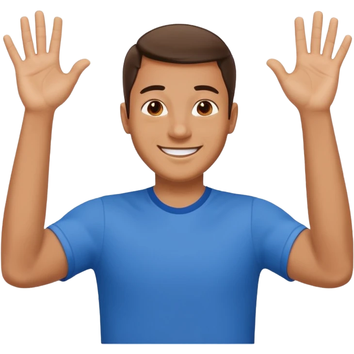 A man who has his balls to big and move yours hands upp and down emoji