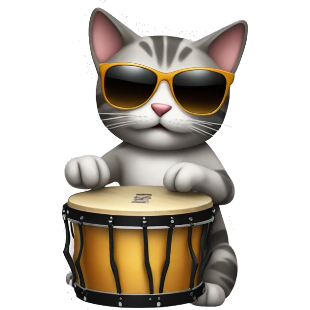 Cat with sunglasses playing bongos emoji