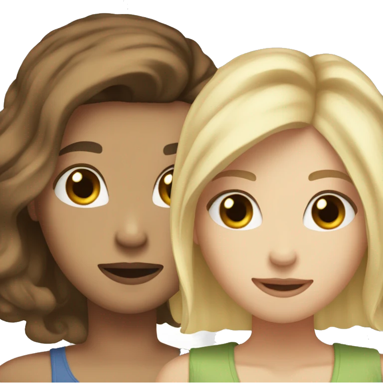 Two bestfriend with short hair one brown hair and one blond hair emoji