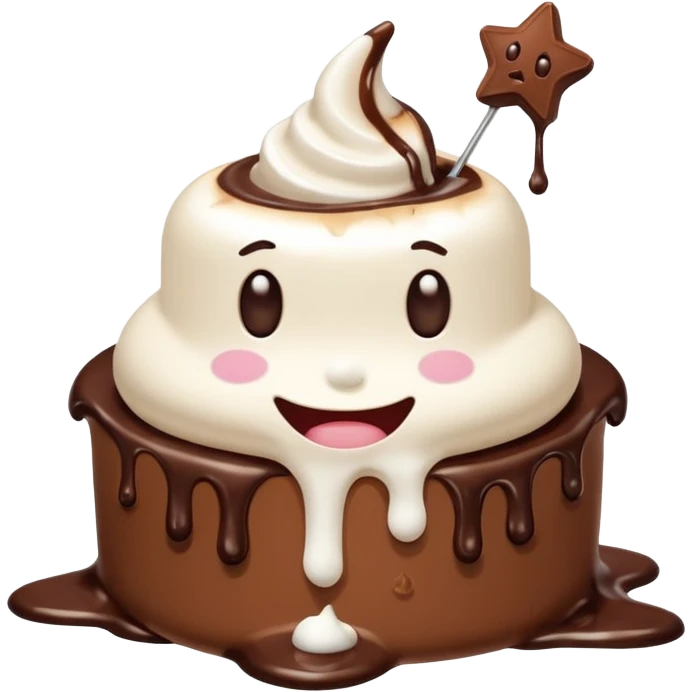 star with a face, melting marshmallow and chocolate, s’more inspired emoji