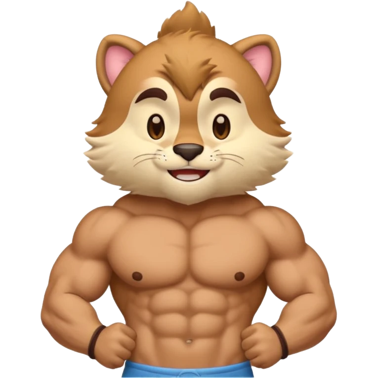 cute and muscular furry bara, emoji style, smiling, soft colors emoji