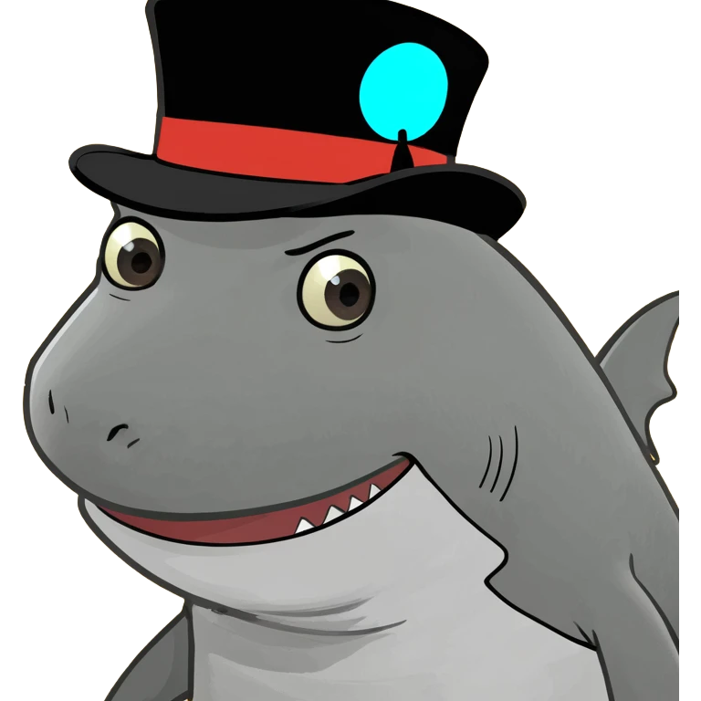 Shark with a top hat emoji