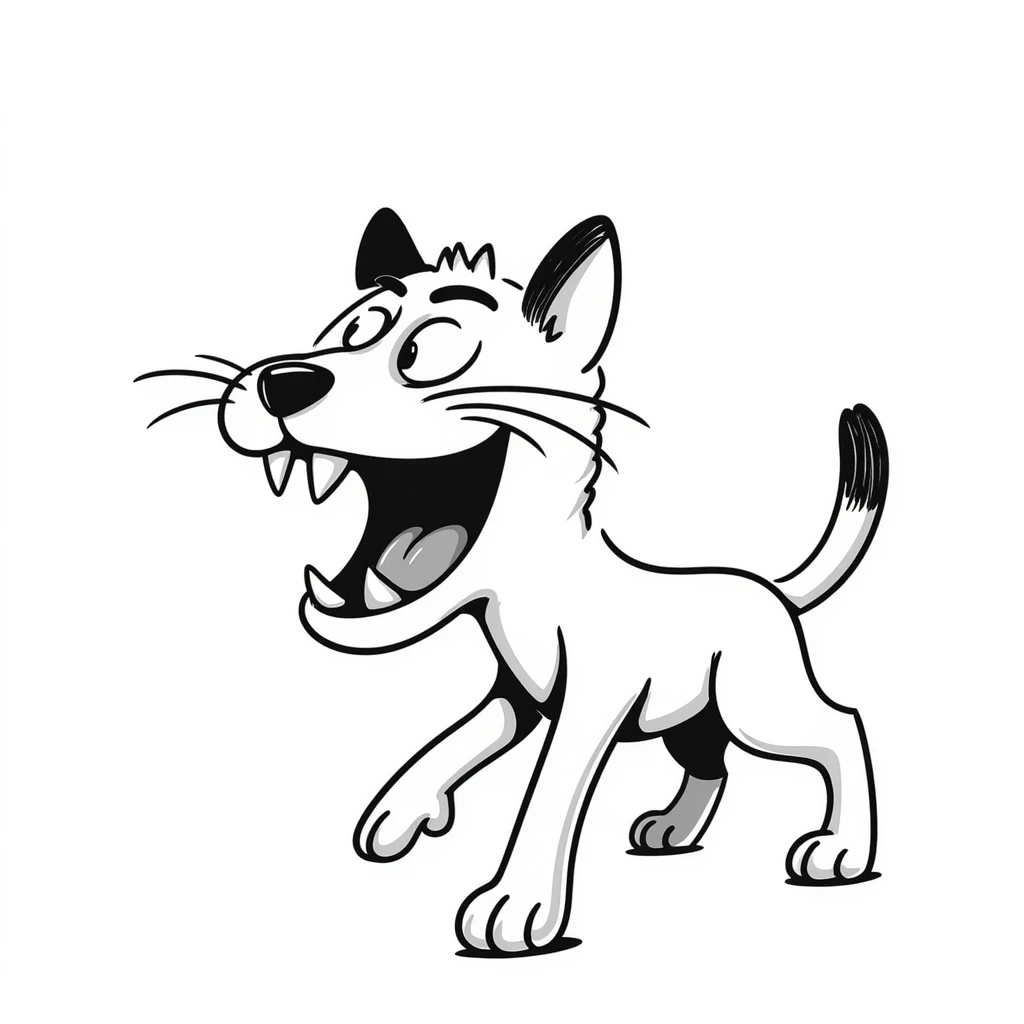 sketch of a saber-toothed cat with ridiculously long canine teeth, dramatic oversized fangs emoji