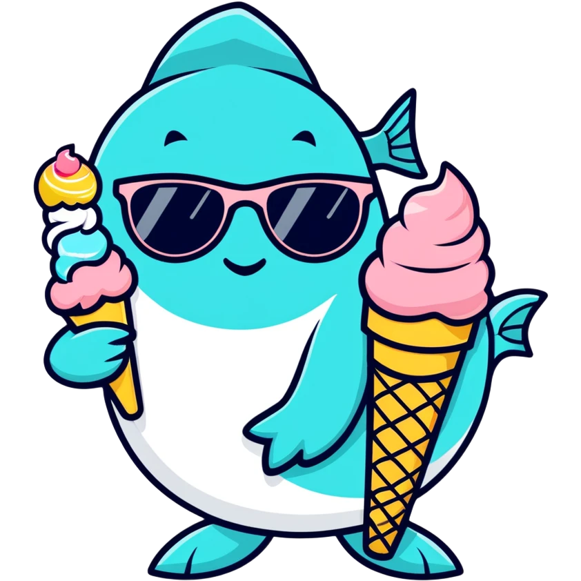 fish with sunglasses with ice cream emoji