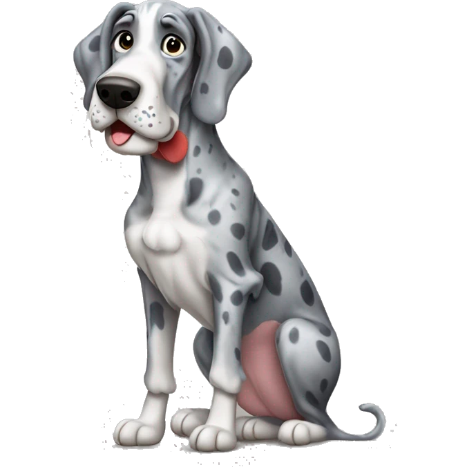 Blue Merle Great Dane wearing a bear costume  emoji