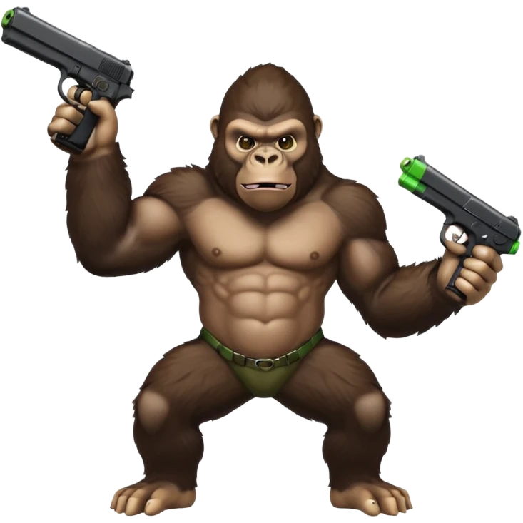 A gorilla holding a gun in the air with a Xbox controller  emoji
