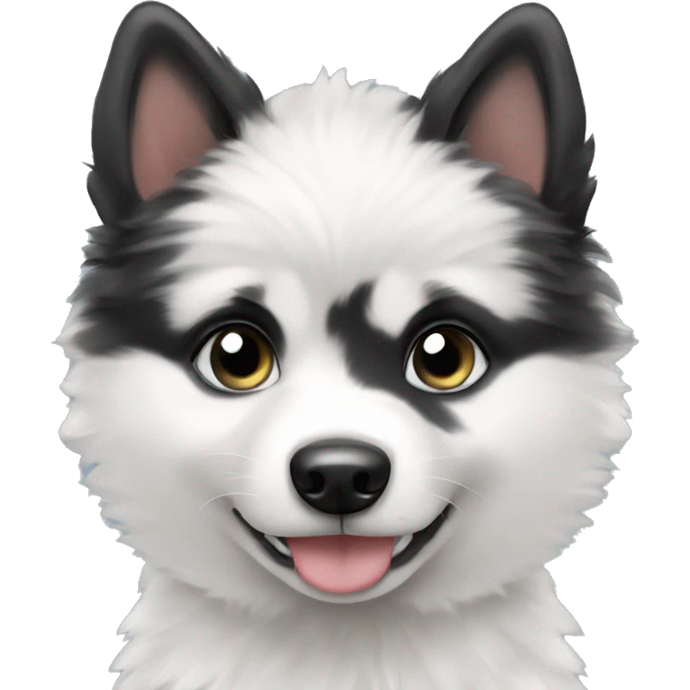 black and white pomsky puppy  emoji