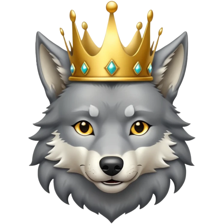 wolf with a golden crown on his head emoji