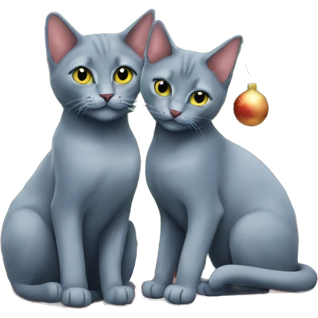 Two Russian Blue cats Christmas  emoji