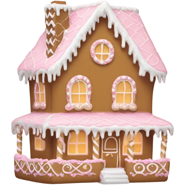light pink and gold and white gingerbread house emoji