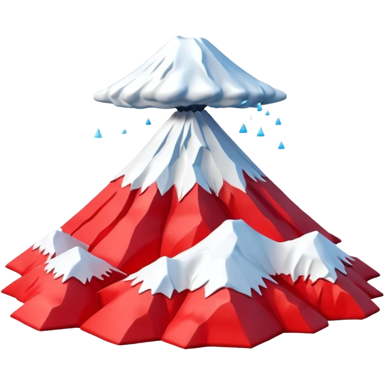 Create a 3D Mount Fuji with red color.  emoji