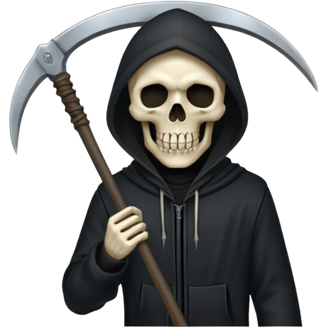 zoomed black hood skull scythe emoji