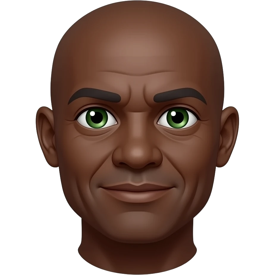 Older,bald,green eyes, go t, dark skinned emoji