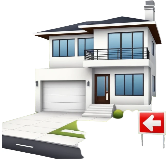 modern house with a for sale sign in front emoji