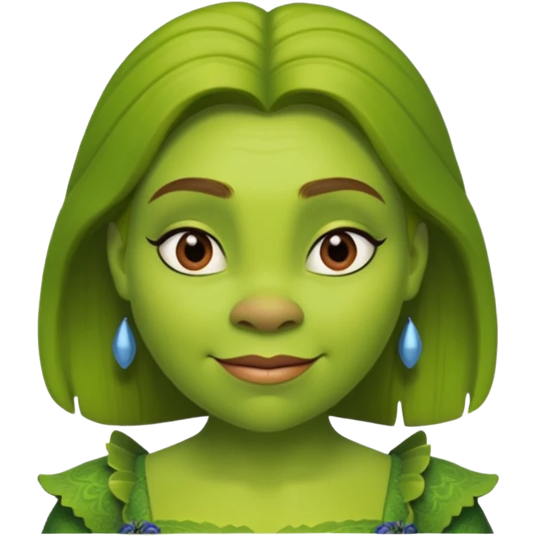 Fiona from Shrek, green ogre girl, friendly expression emoji