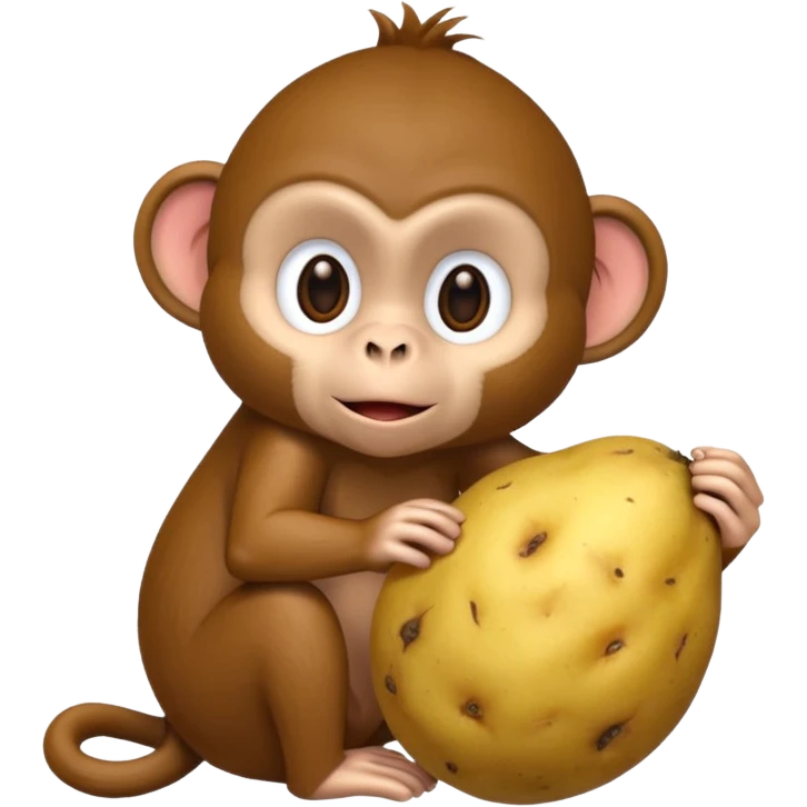 Monkey holding a potato and scratching its head emoji