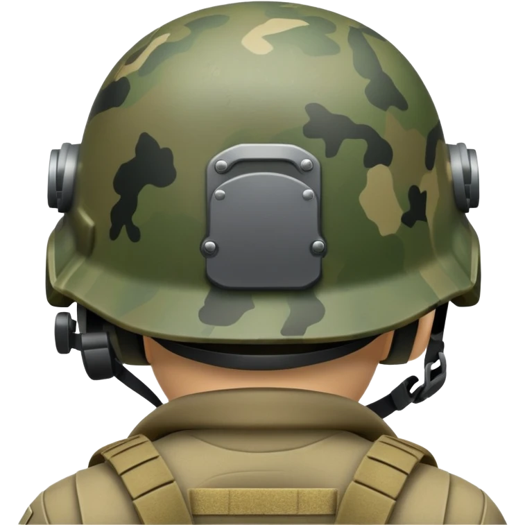 back of military helmet on soldier's head emoji