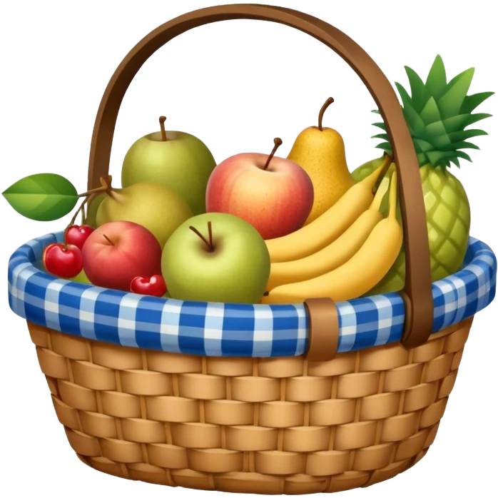 blue plaid lining basket with both food, drink and fruits emoji