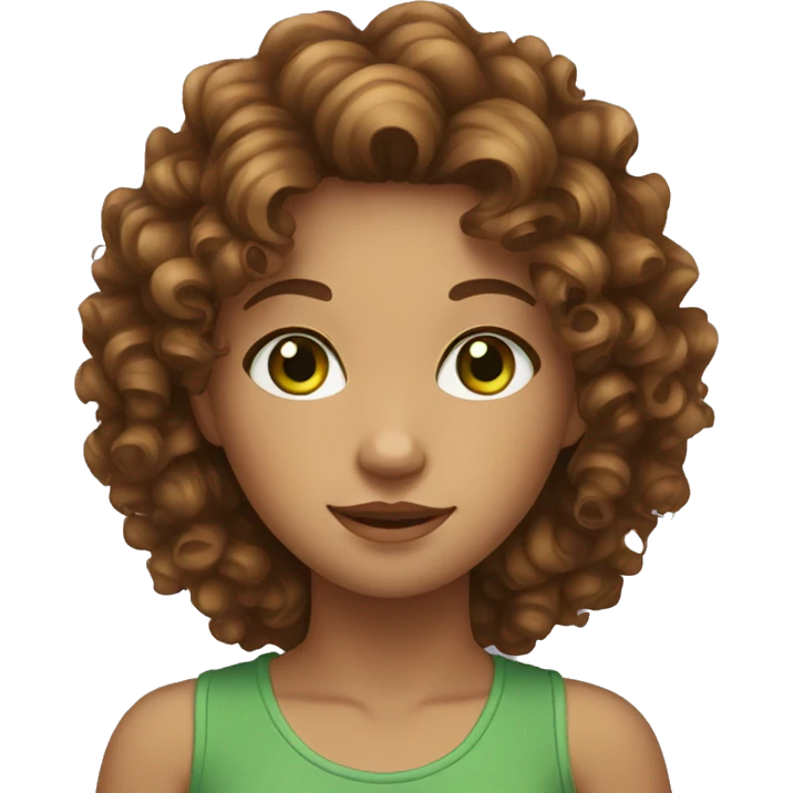brown curly hair girl with green eyes emoji
