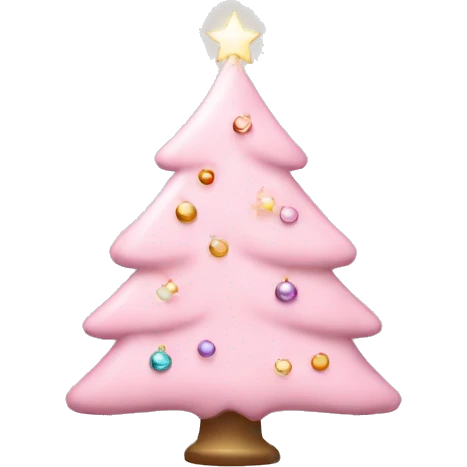 Light Pink Christmas tree with lights and ornaments emoji