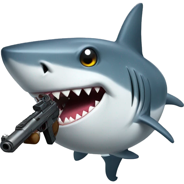 Shark holding a gun  emoji