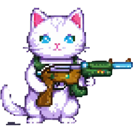 cat holding a toy gun emoji