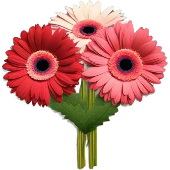 Three gerbera in a bouquet  emoji