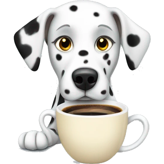 Dalmatian dog drinking espresso out of cup emoji
