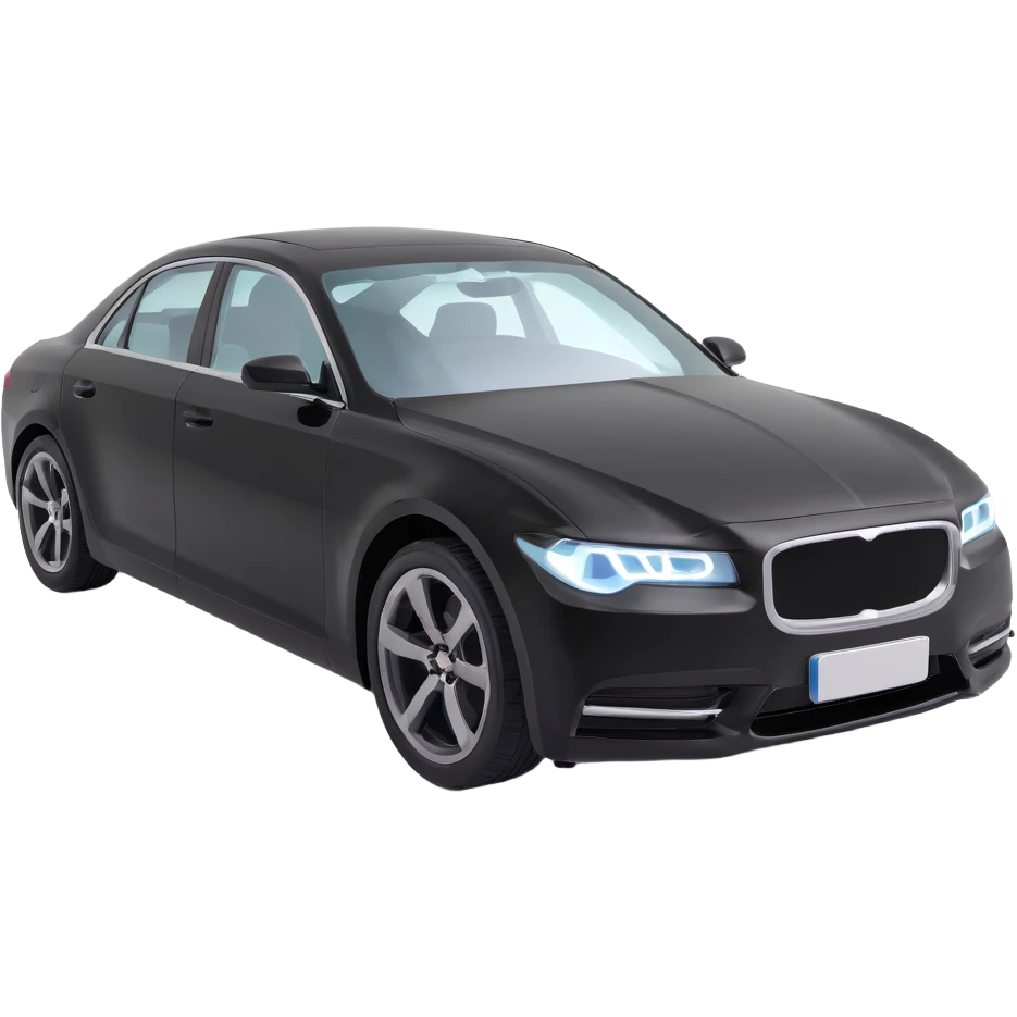 modern and clean glossy black car partially covered by a light gray or transparent film that is slightly curved and partially unrolled, showing adhesion to the car emoji