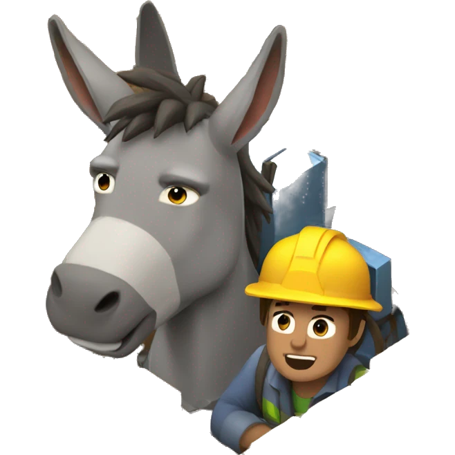 donkey inside a minecart with a human miner  emoji