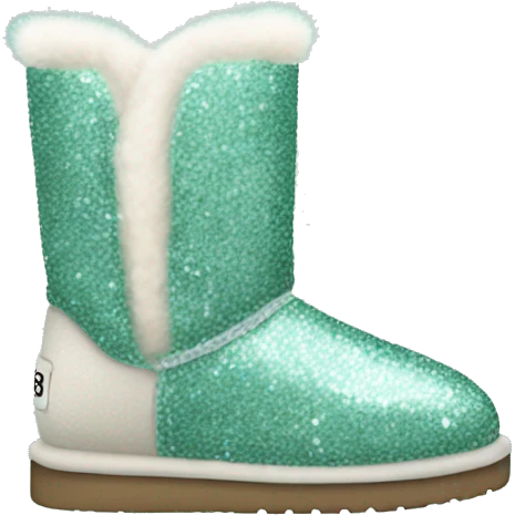 Realistic mint glitter and fur Ugg boots. emoji