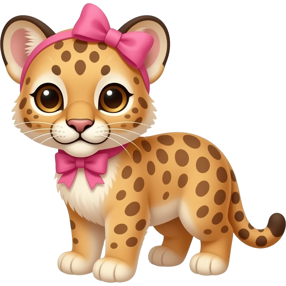 a baby puma with a pink bow emoji
