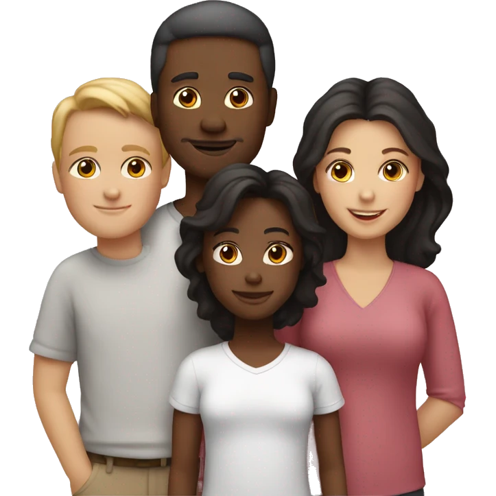 2 white parents 1 black daughter, 2 white sons, 1 white daughter  emoji